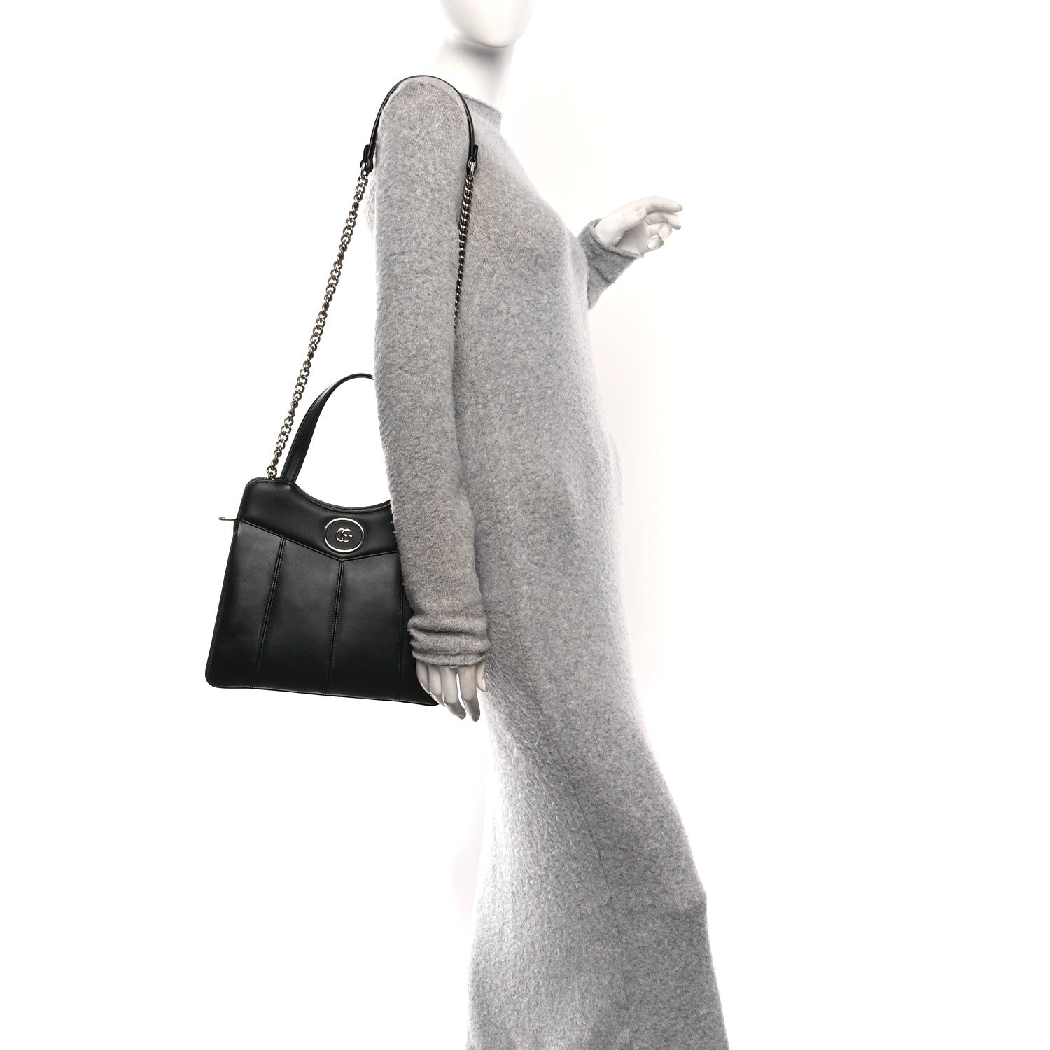 Gucci Calfskin Petite GG Small Tote Bag Black 2 of 10