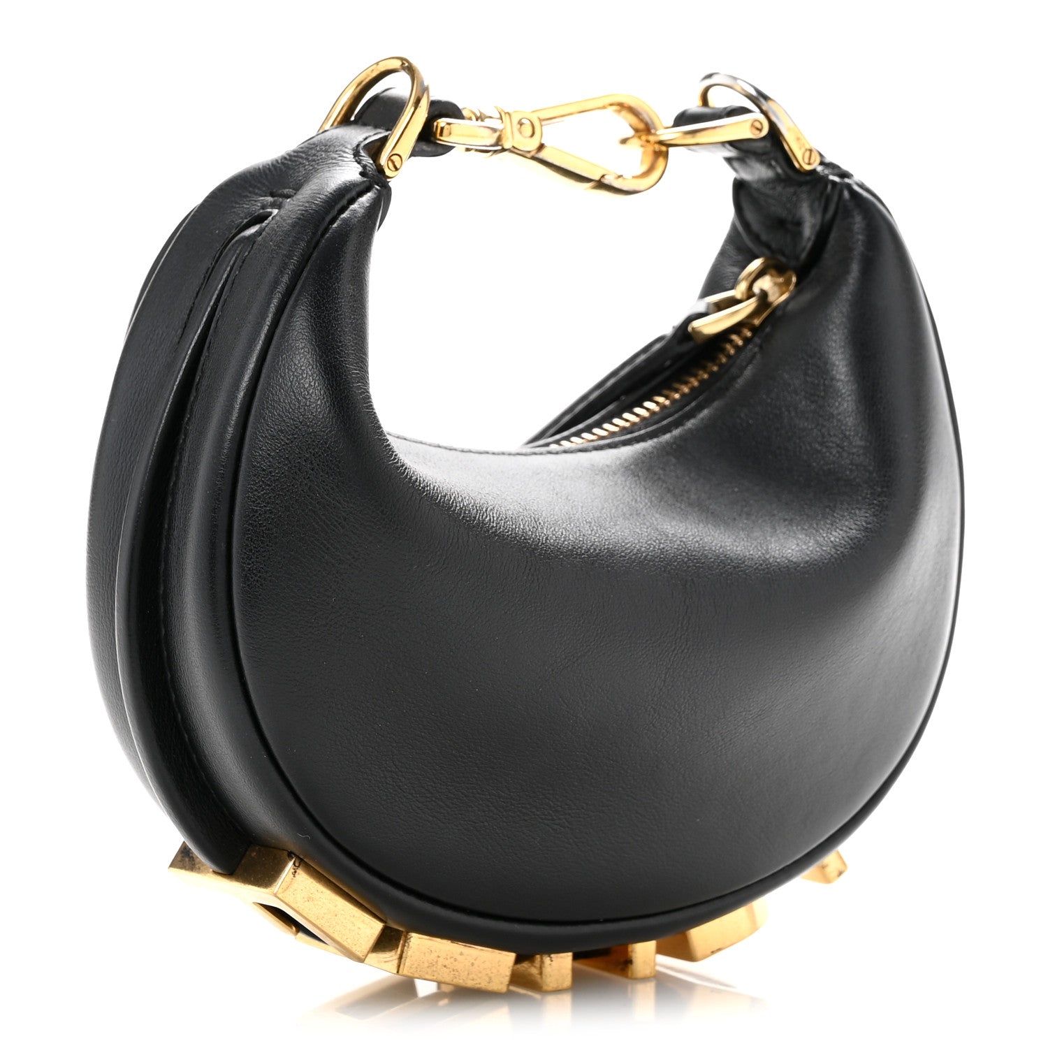 Fendi Vitello Grace Matte Nano Fendigraphy Hobo Charm Black 3 of 11