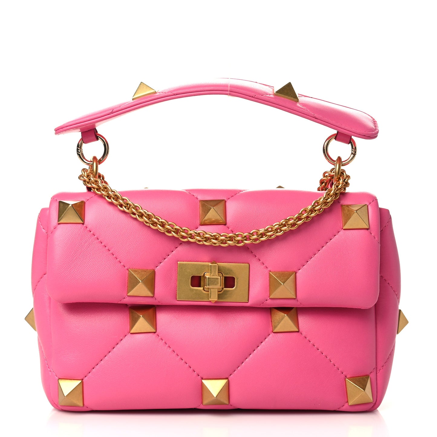 Nappa Medium Roman Stud Shoulder Bag Feminine Pink