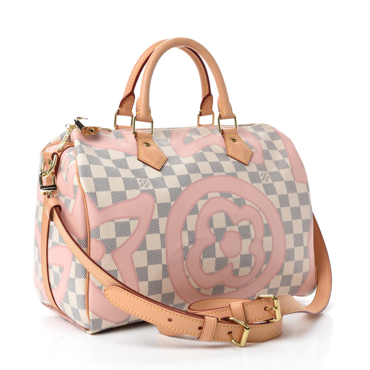 Louis Vuitton Damier Azur Tahitienne Speedy Bandouliere 30 Rose Ballerine 3 of 10