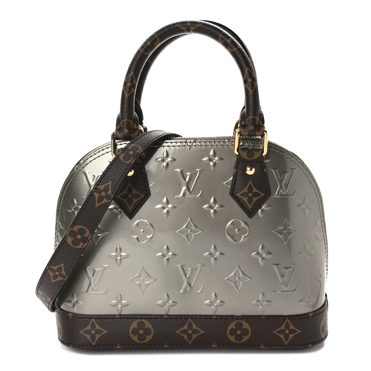 LOUIS VUITTON Vernis Monogram Alma BB Taupe Metallise