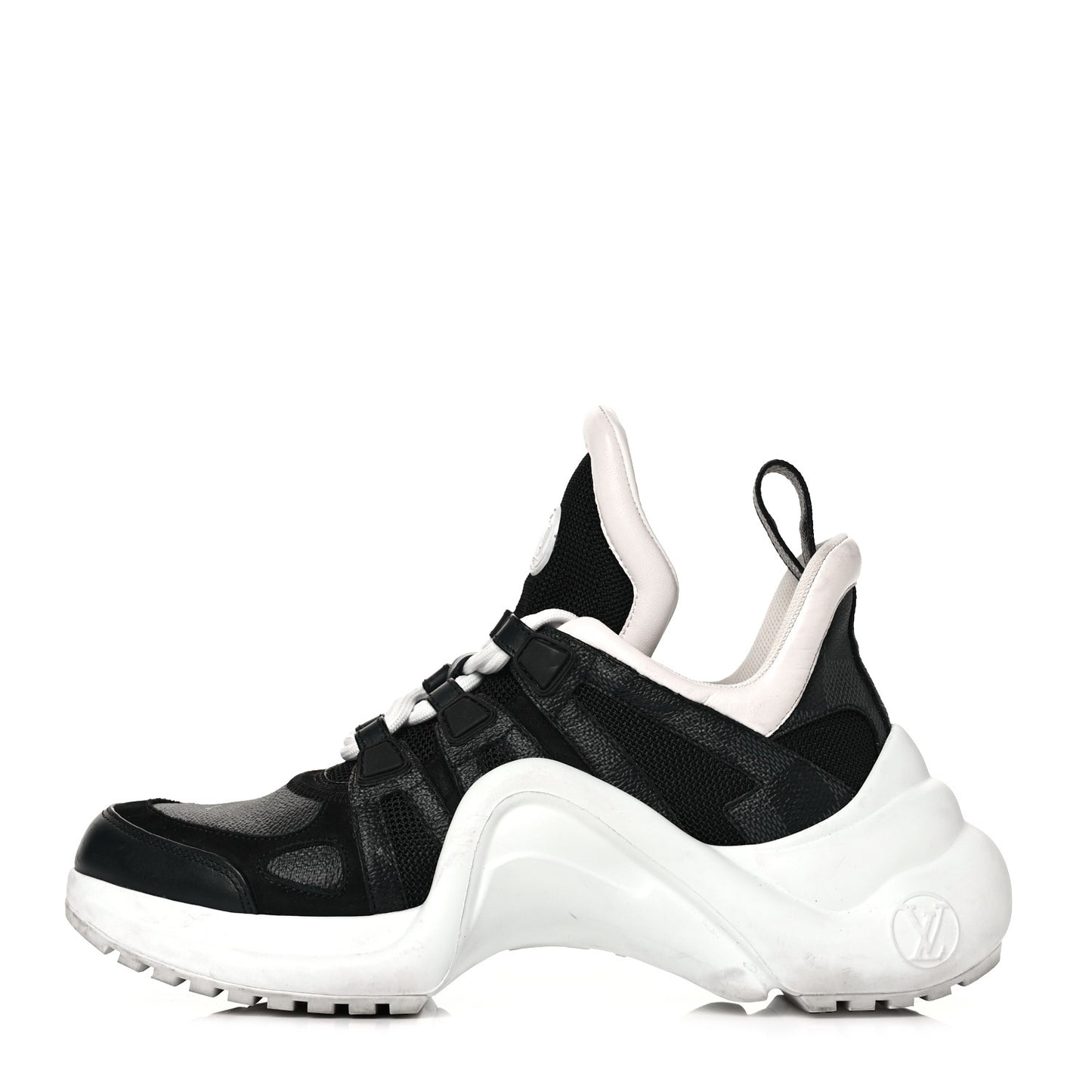 Calfskin Technical Nylon Damier Graphite LV Archlight Sneakers 36.5 Black White