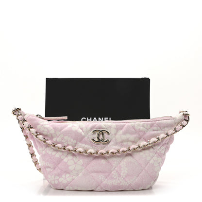 Chanel Printed Denim Quilted Large Hobo Bag Light Pink White 9 of 11