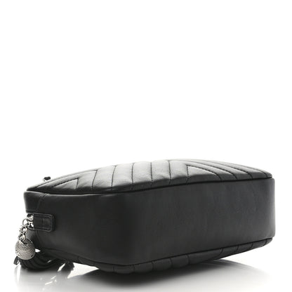 Chanel Calfskin Diagonal Chevron Quilted Tassel Camera Case Black 6 of 12