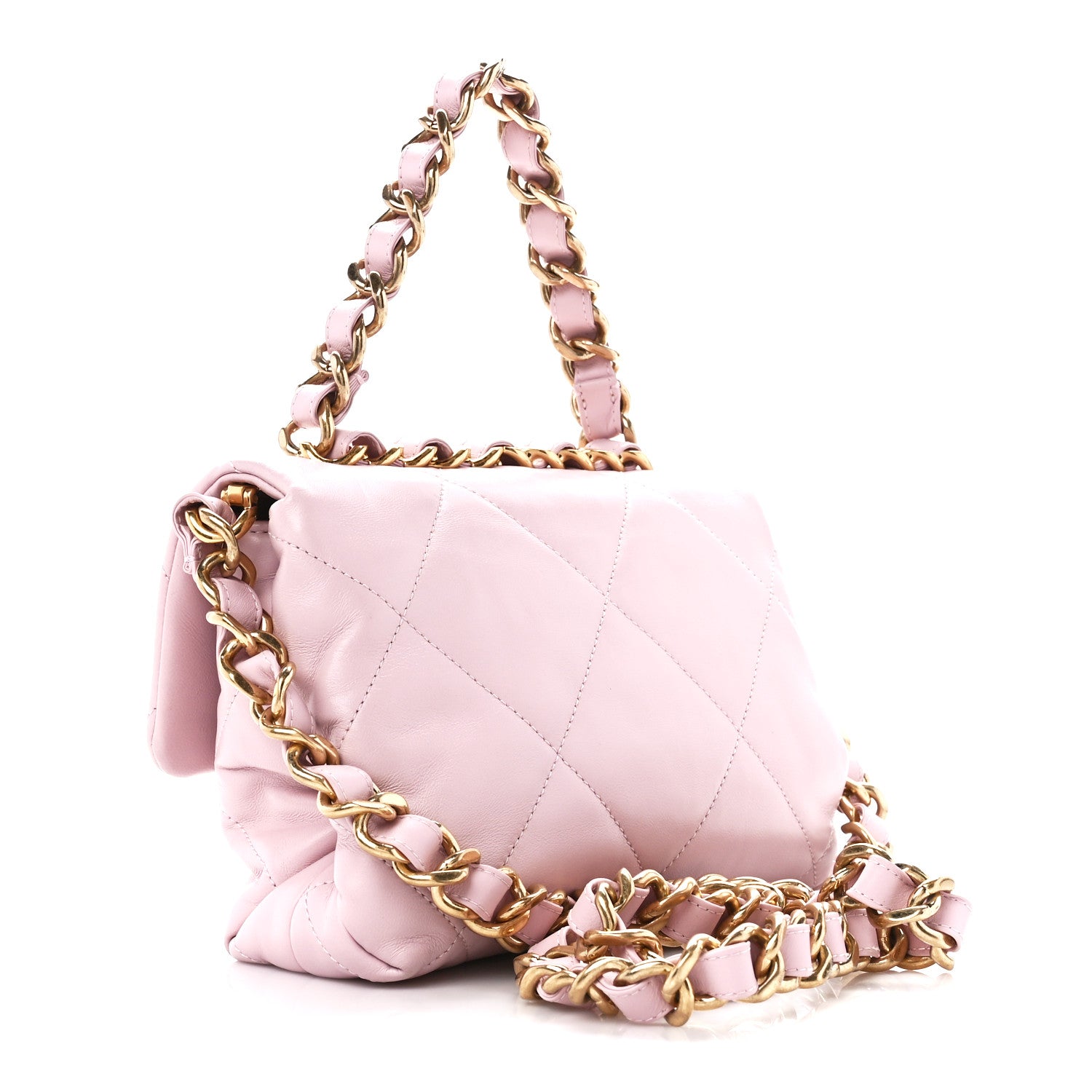 Chanel Lambskin Quilted Small Chain Top Handle Flap Rose Clair 3 of 11