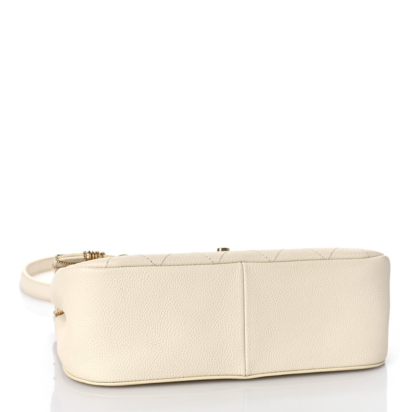 Caviar Quilted Grommet Embellished Small Piercing Chic Flap Bag Ivory