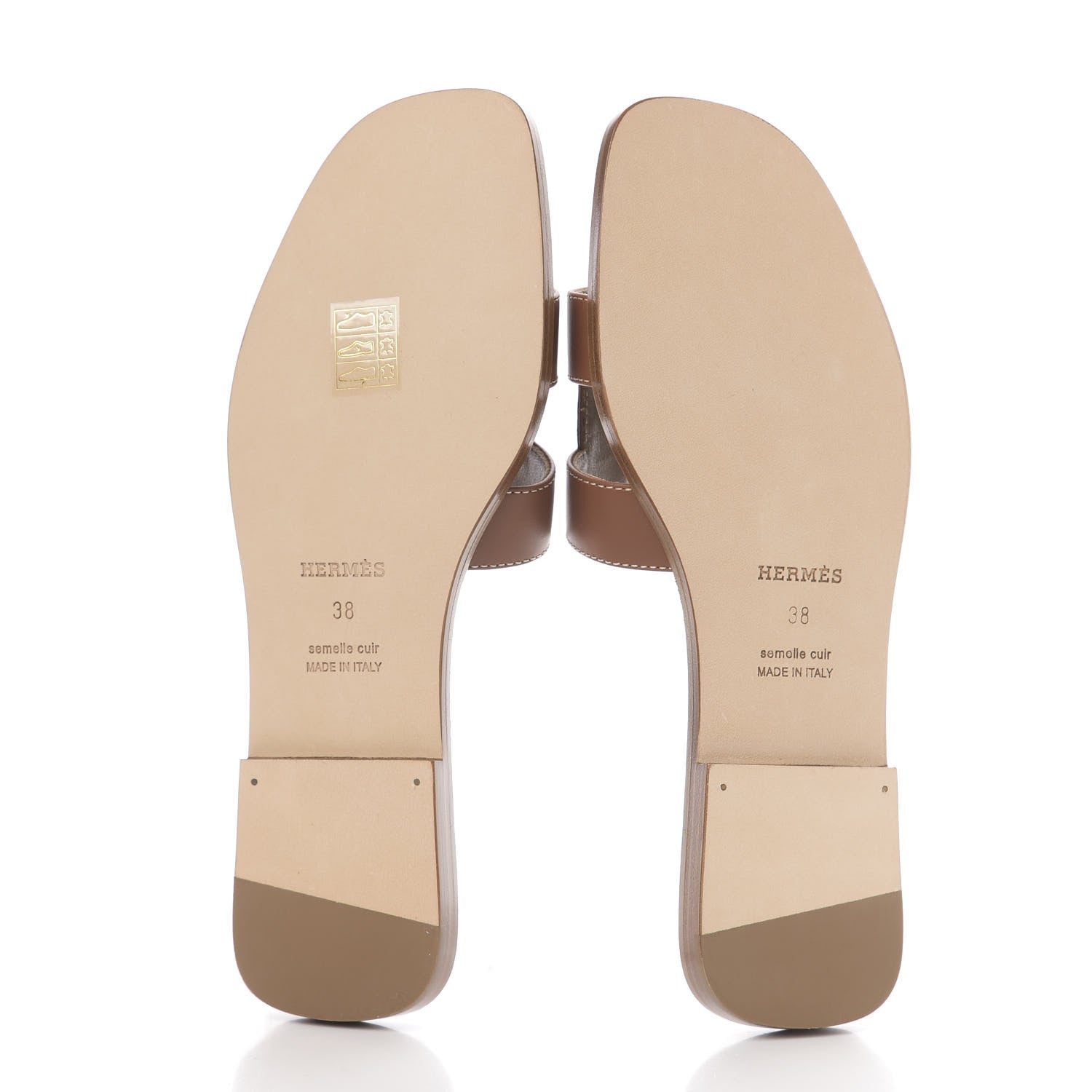 Hermes Box Calfskin Oran Sandals 38 Gold 5 of 8