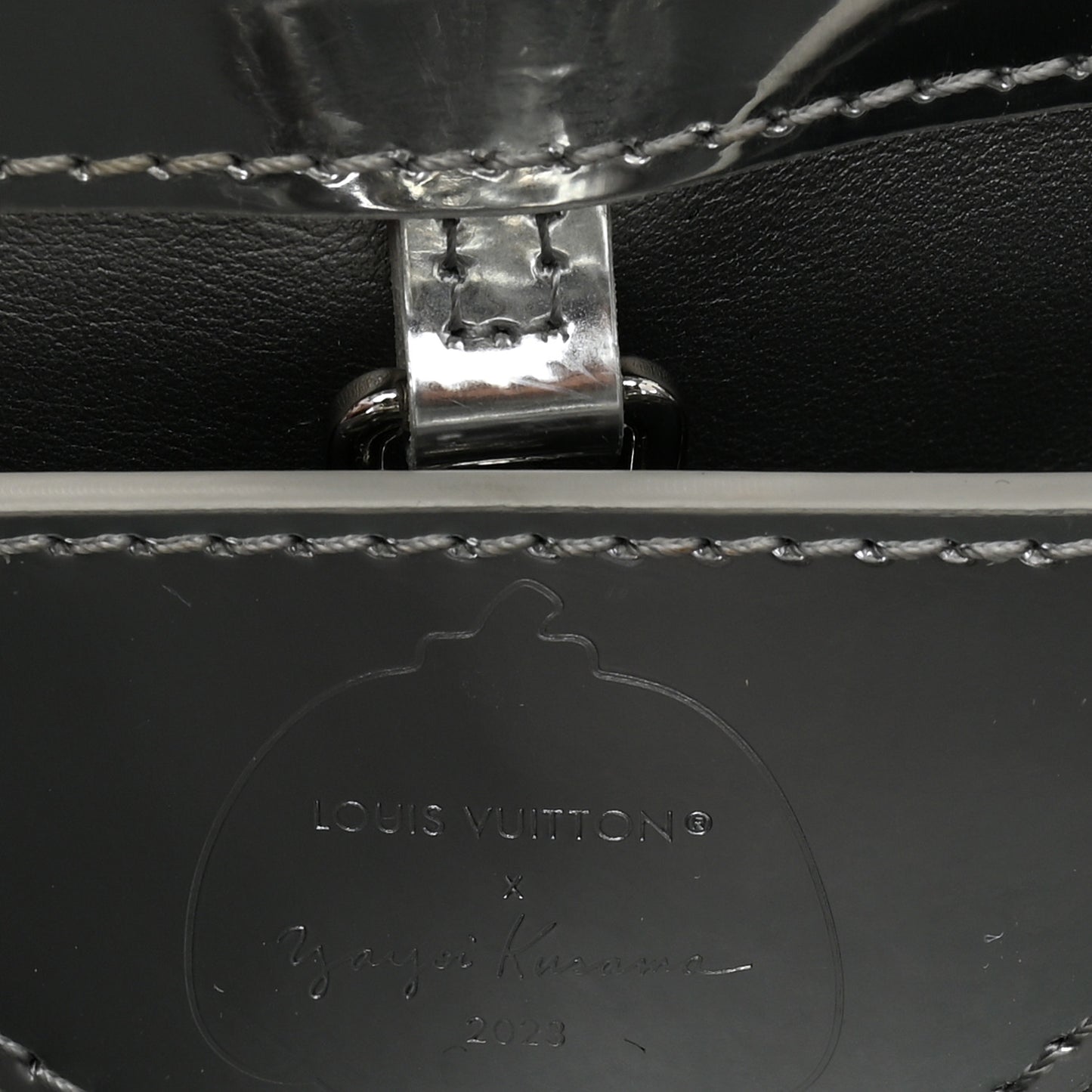 LV X YK Metallic Taurillon Brass Metal Dots Capucines BB Silver