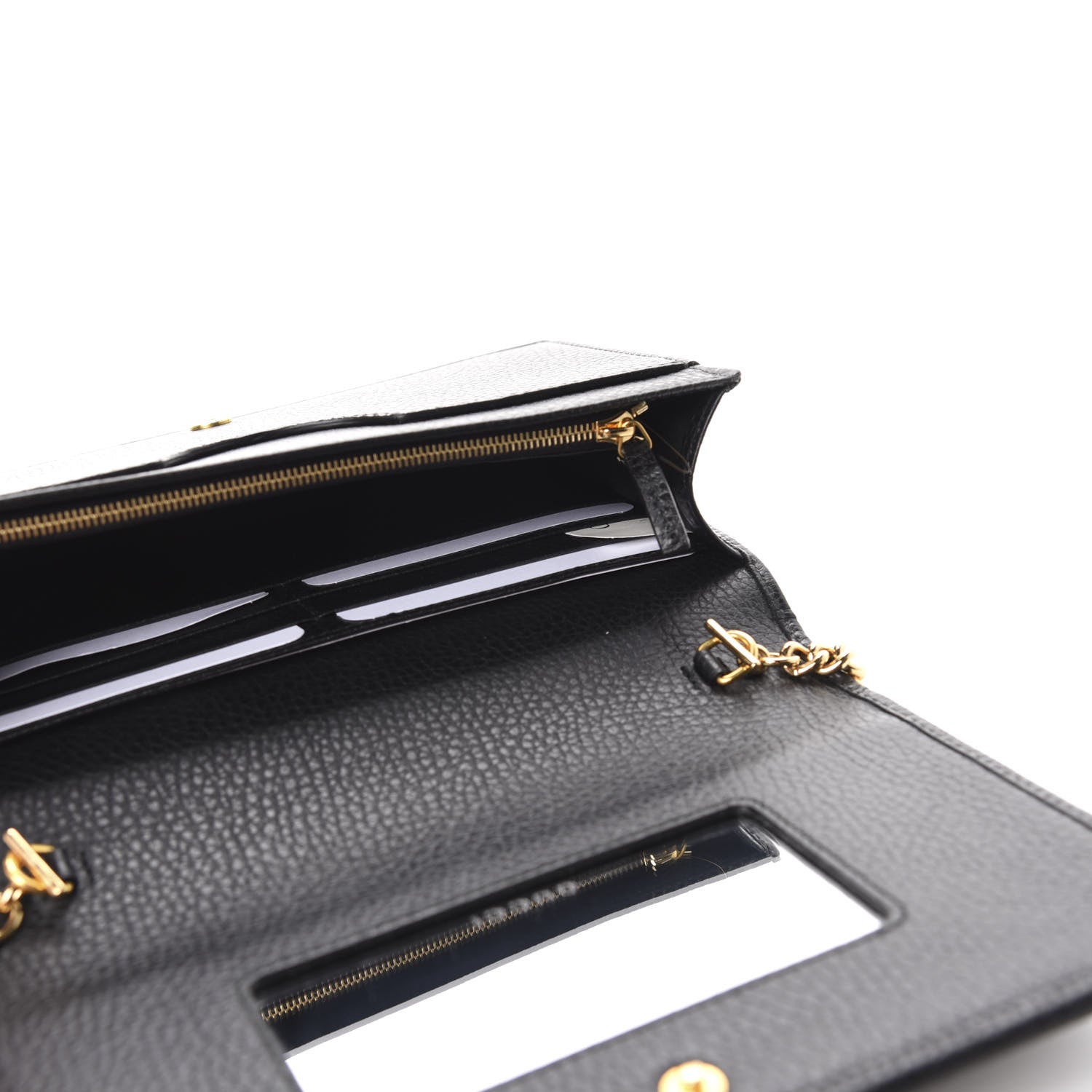 Gucci Calfskin Mini GG Marmont Chain Wallet Black 5 of 10
