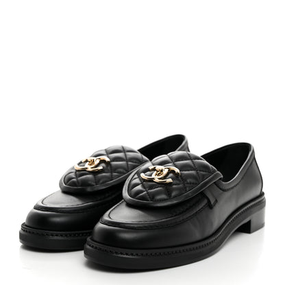 Chanel Lambskin Quilted CC Turnlock Loafers 38.5 Black 3 of 9