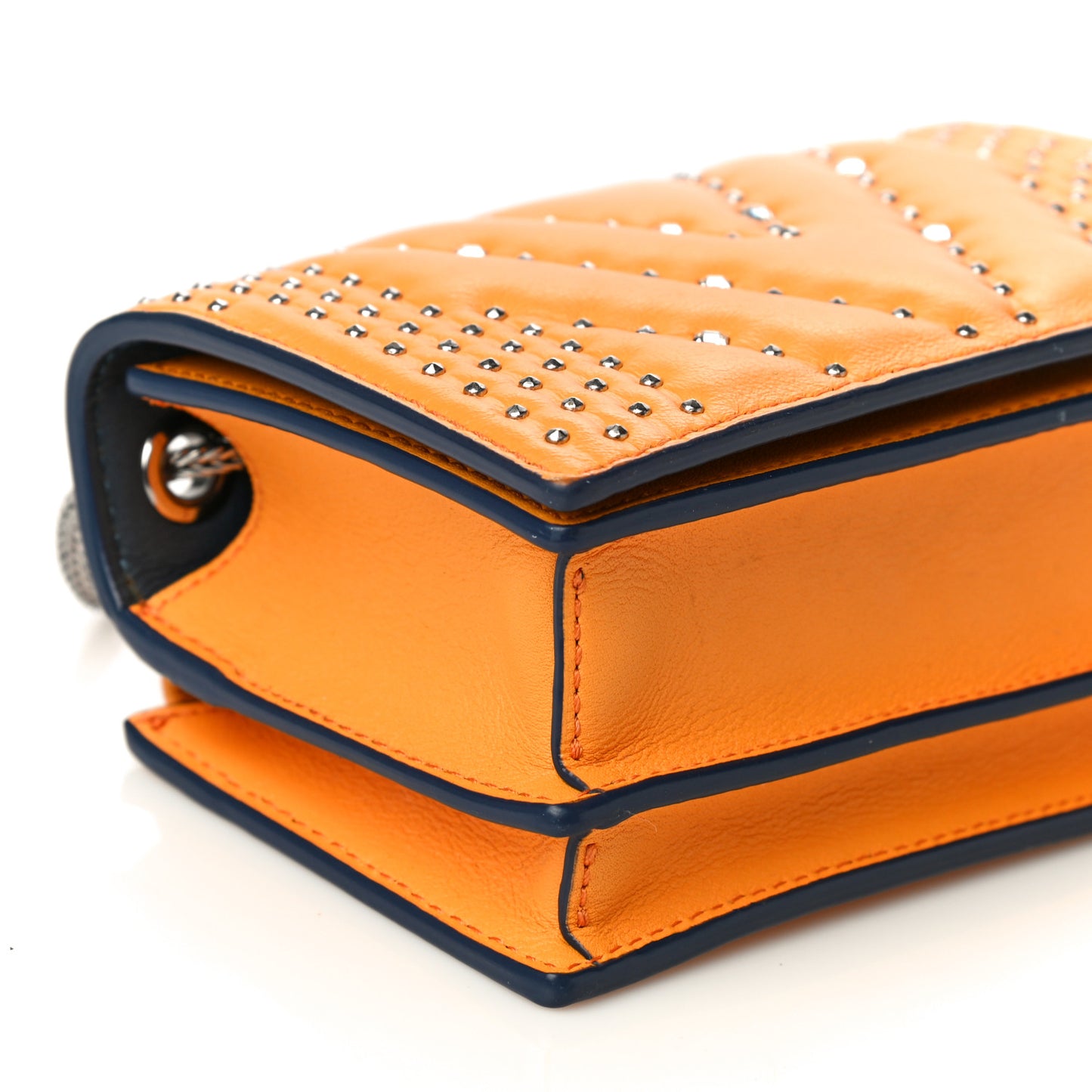 Lambskin Diamond Disco Mini Flap Crossbody Bag Orange
