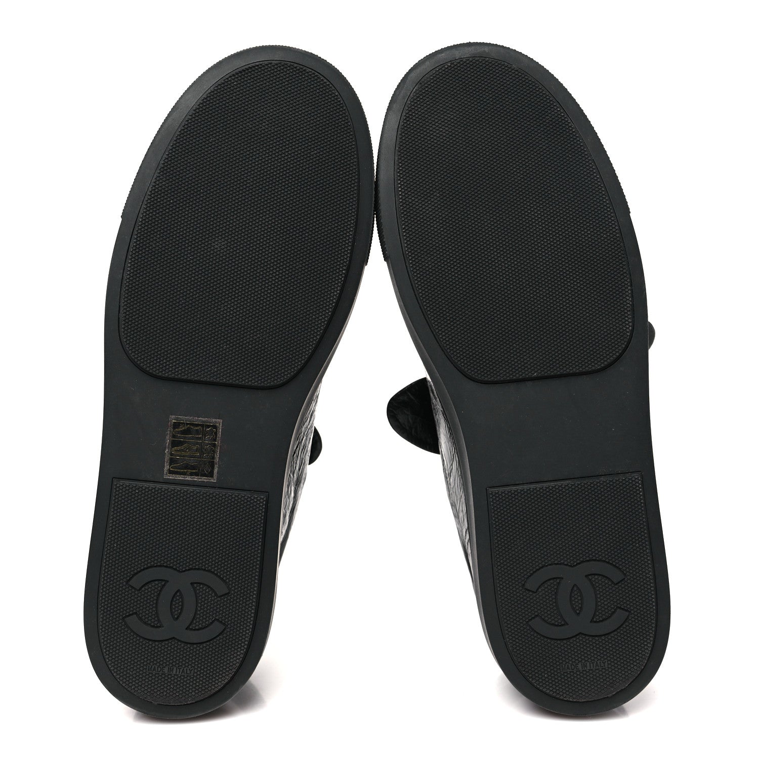 Chanel Crumpled Calfskin Womens CC Bow Sneakers 40 Black 6 of 10