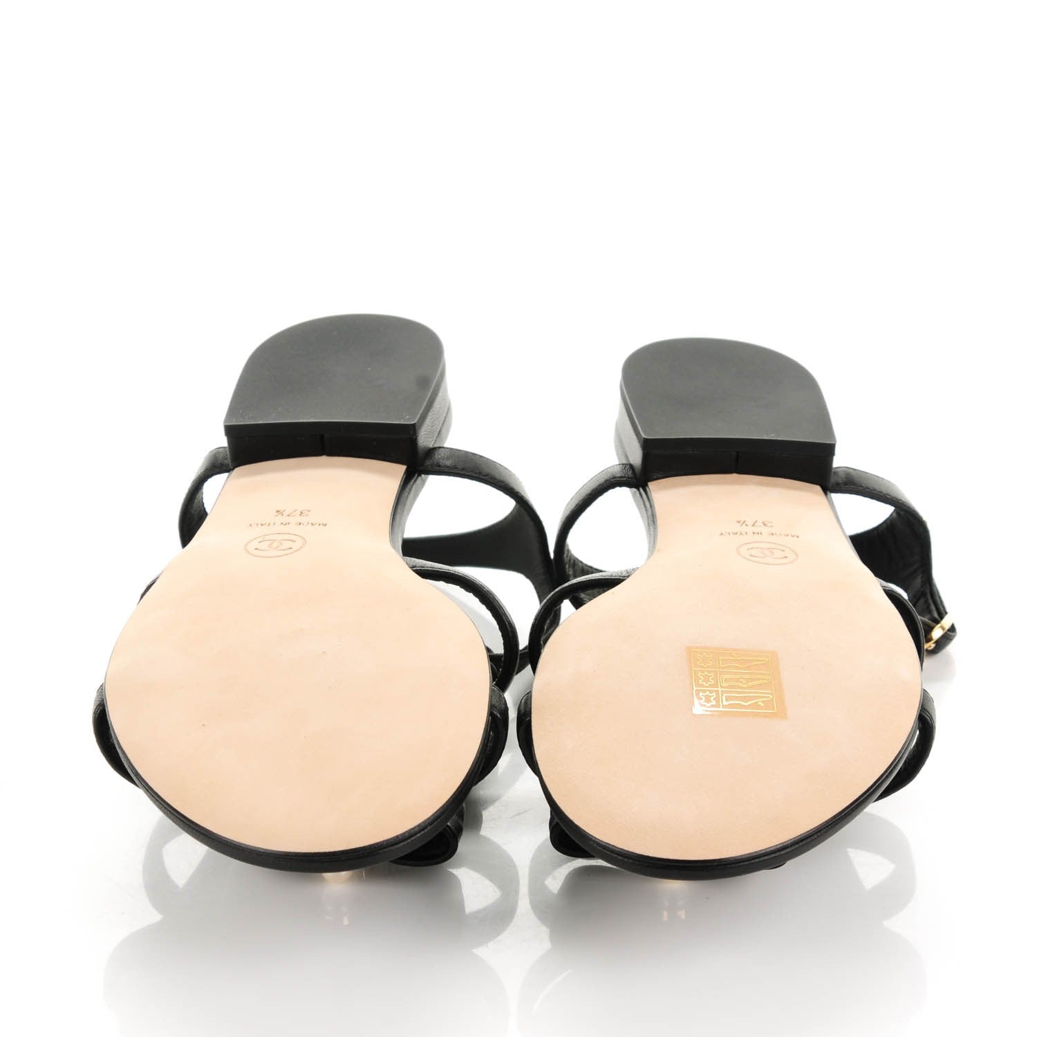 Chanel Lambskin Pearl Bow Sandals 37.5 Black 5 of 7