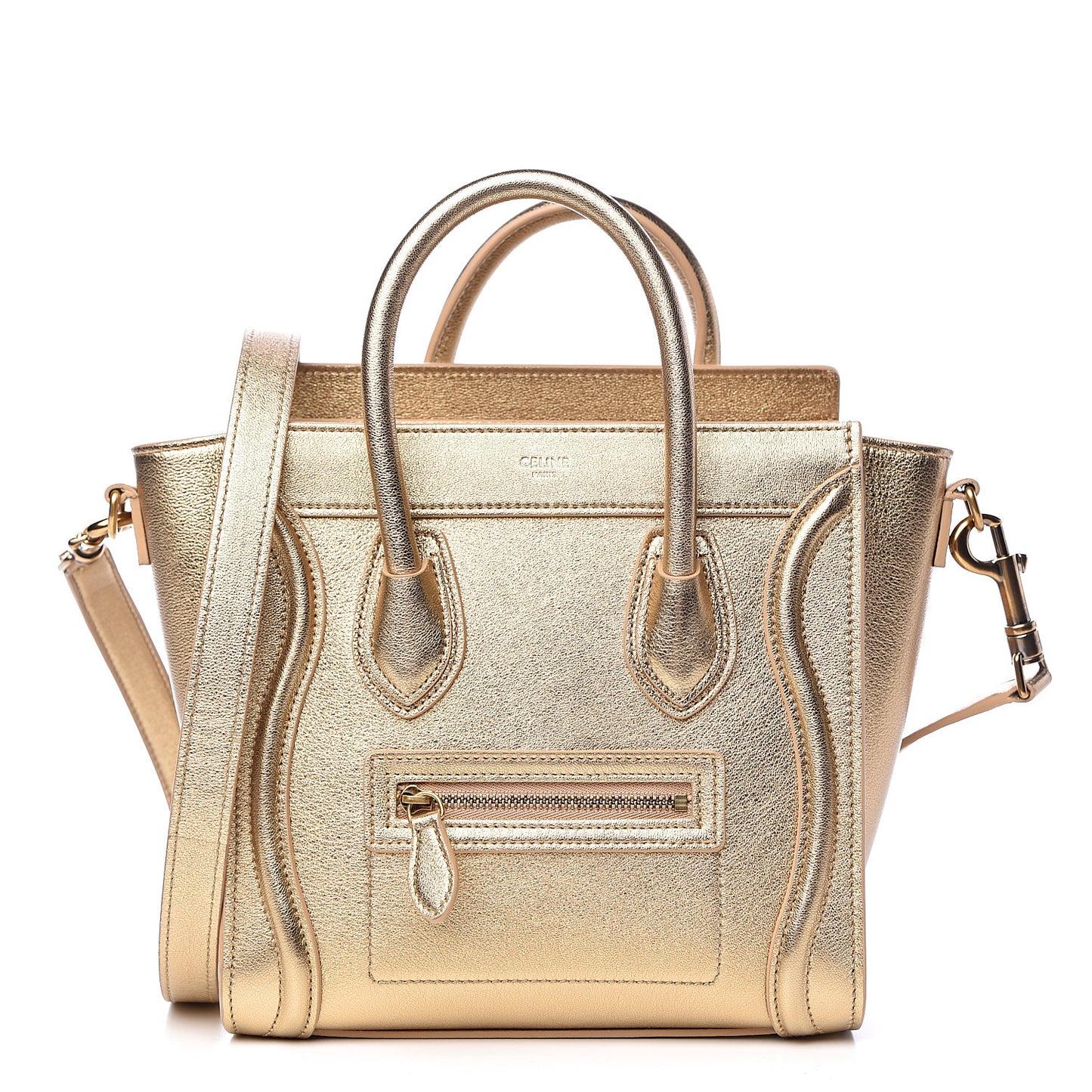 Laminated Lambskin Nano Luggage Gold