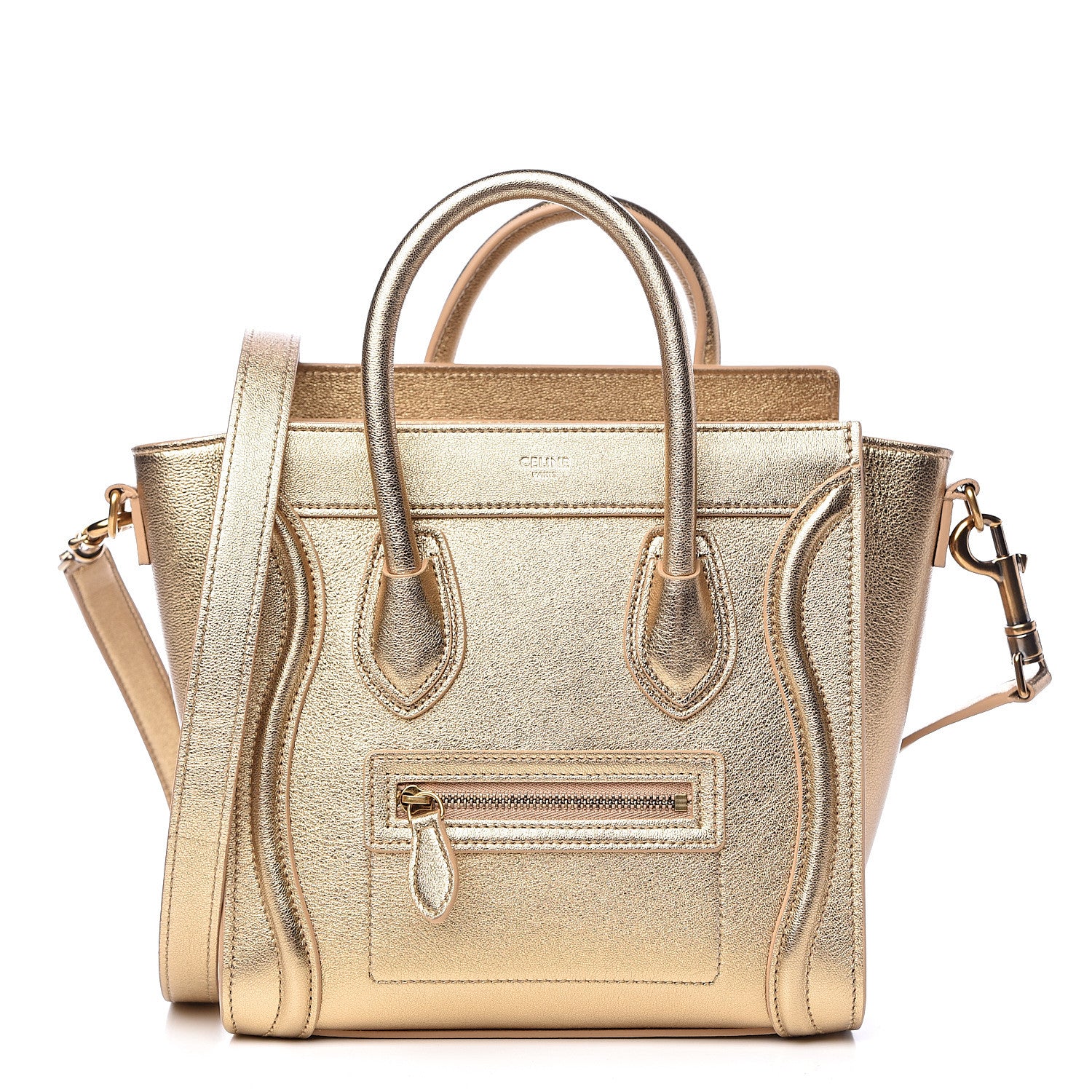 Celine Laminated Lambskin Nano Luggage Gold 1 of 11