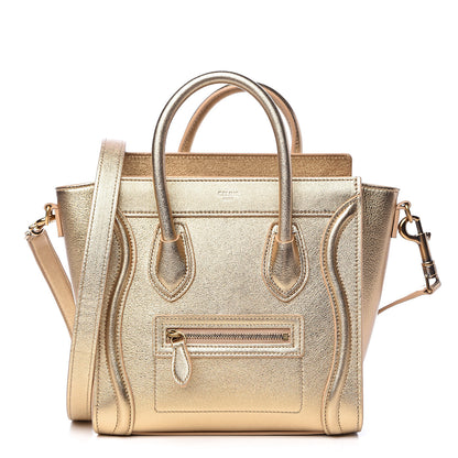 Celine Laminated Lambskin Nano Luggage Gold 1 of 11