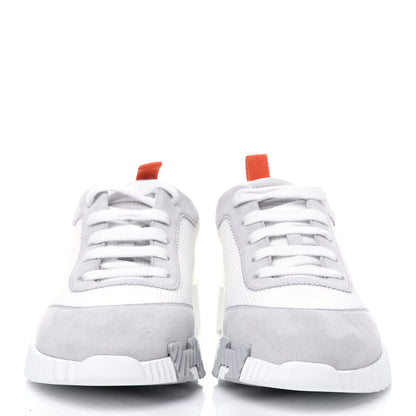 Hermes Technical Canvas Suede Goatskin Bouncing Sneakers 38 White Multicolor 2 of 8