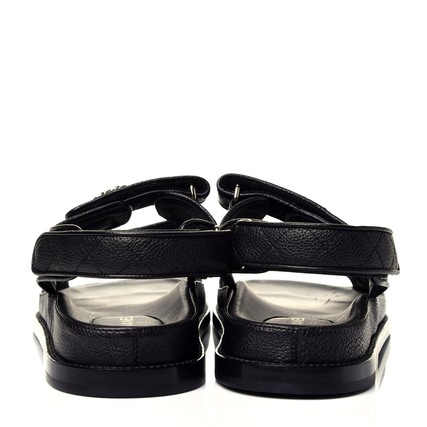 Grained Calfskin Velcro Dad Sandals 40 Black