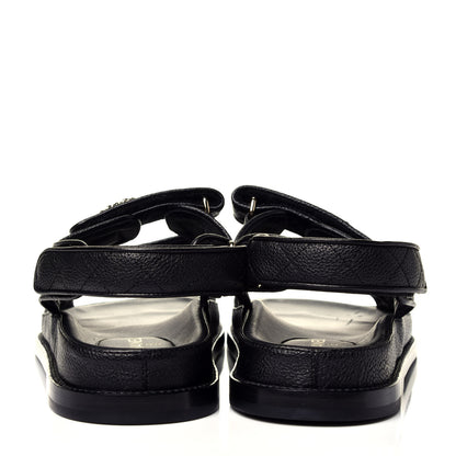 Chanel Grained Calfskin Velcro Dad Sandals 40 Black 7 of 10
