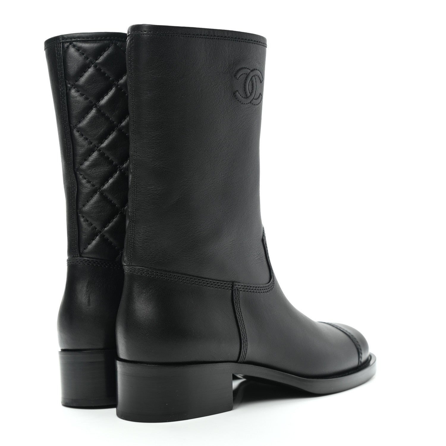 Chanel Calfskin CC Boots 39 Black 4 of 9