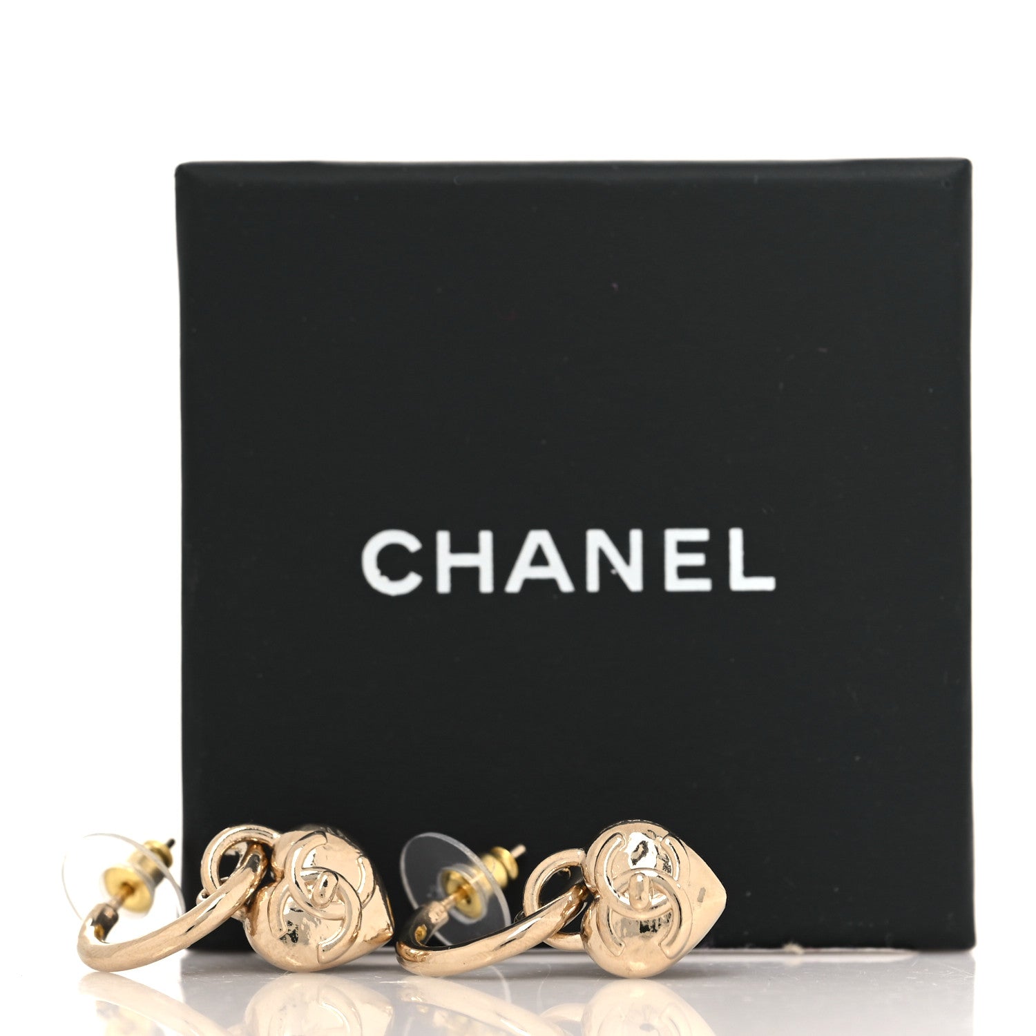 Chanel Metal CC Heart Turnlock Drop Earrings Gold 5 of 5