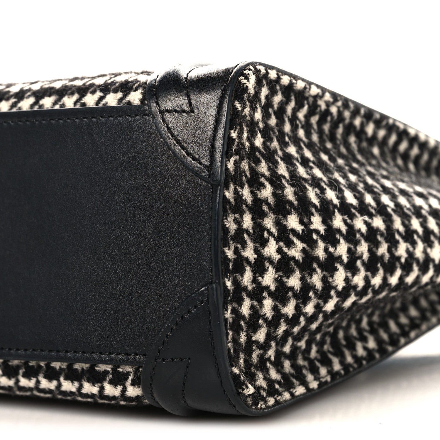 Celine Smooth Calfskin Houndstooth Nano Luggage White Black 10 of 11