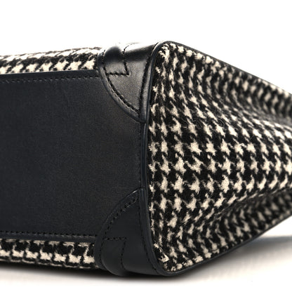 Celine Smooth Calfskin Houndstooth Nano Luggage White Black 10 of 11
