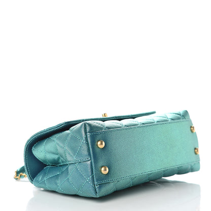 Chanel Metallic Caviar Quilted Mini Coco Handle Flap Blue 4 of 10