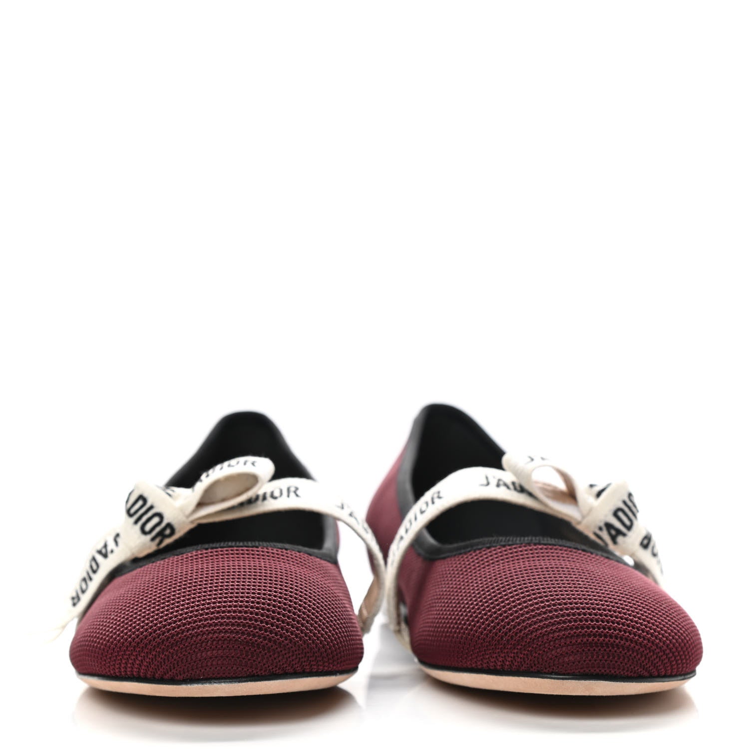 Christian Dior Fabric Ribbon Embroidered J'Adior Ballet Flats 40 Rouge Black 2 of 8