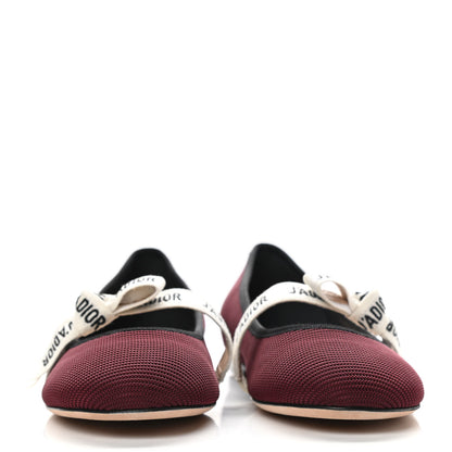 Christian Dior Fabric Ribbon Embroidered J'Adior Ballet Flats 40 Rouge Black 2 of 8