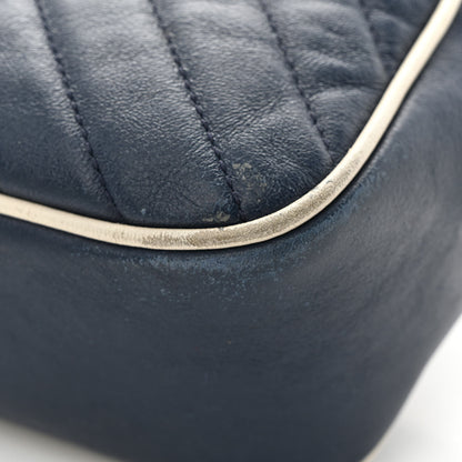 Gucci Vintage Effect Calfskin Matelasse Diagonal Small Torchon GG Marmont Chain Shoulder Bag Blue Agata Mystic White 13 of 17