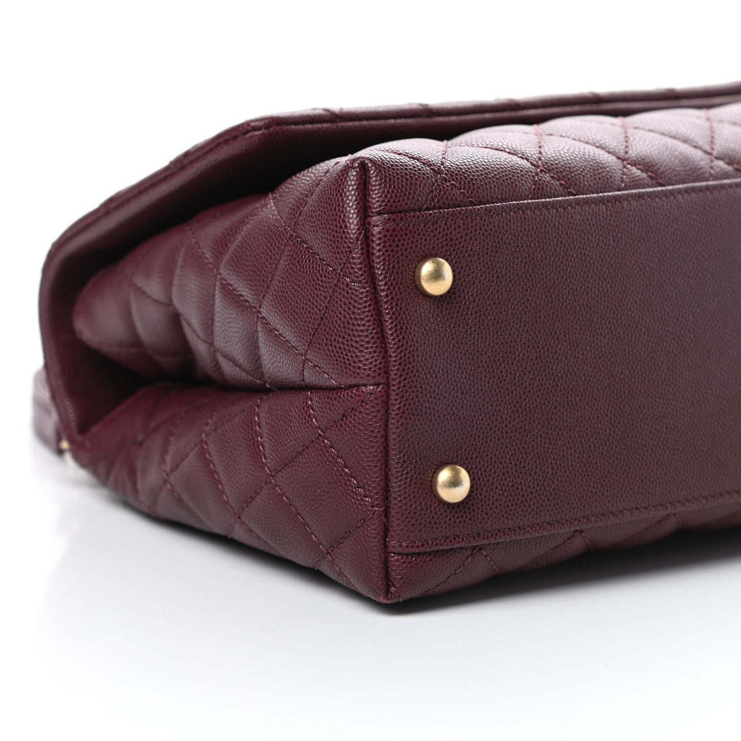 Caviar Lizard Embossed Quilted Small Coco Handle Flap Burgundy