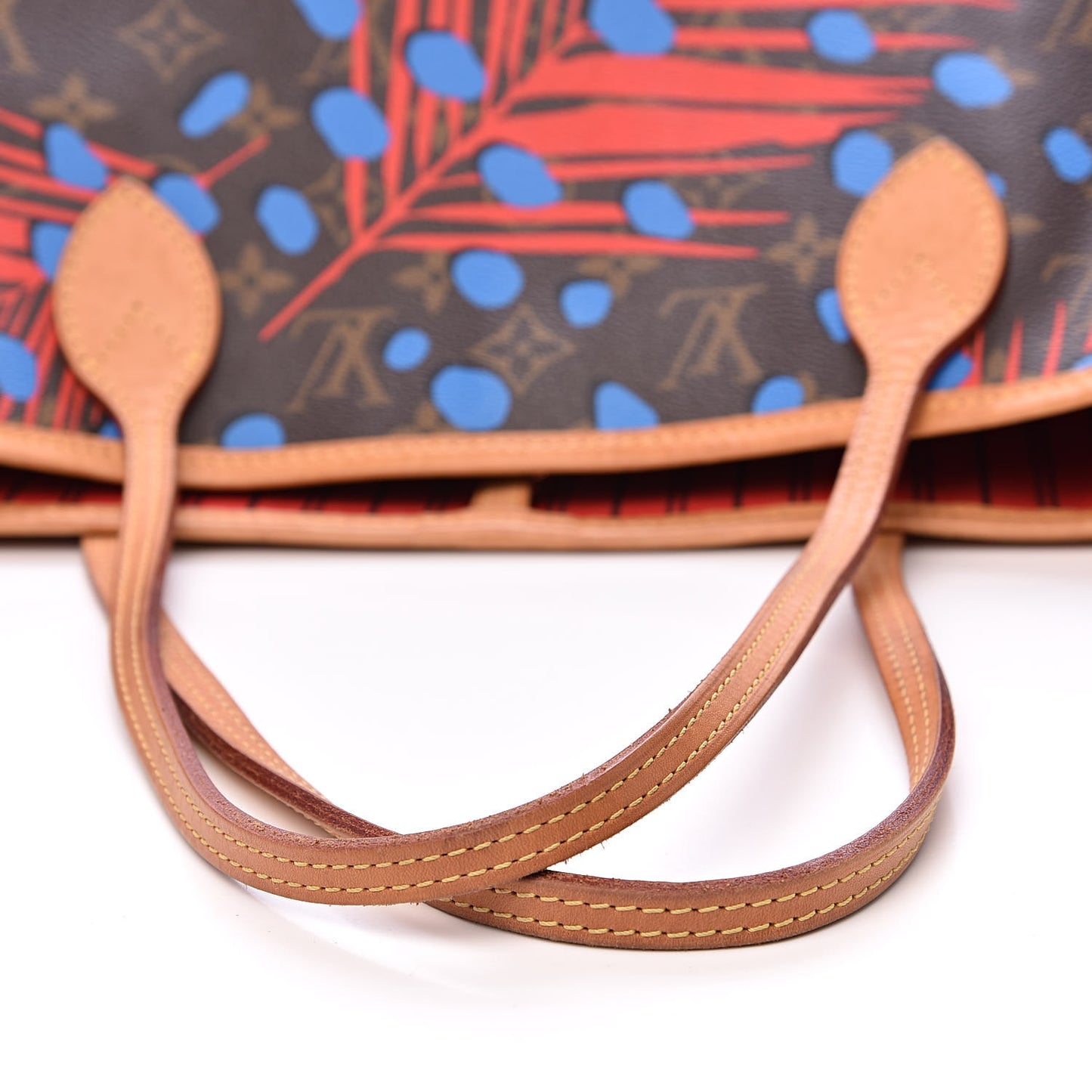 Monogram Jungle Dots Neo Neverfull MM Coquelicot Denim
