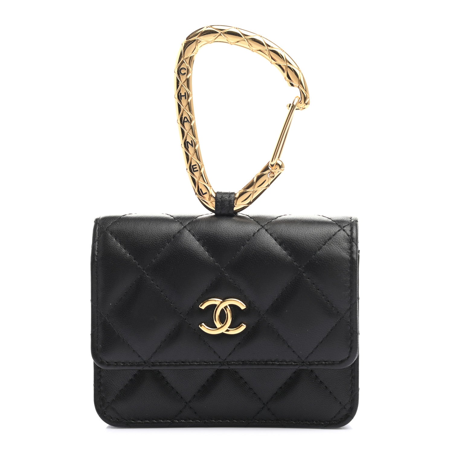 Chanel Lambskin Quilted CC Hook Card Holder Black 1 of 8