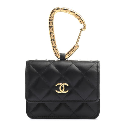 Chanel Lambskin Quilted CC Hook Card Holder Black 1 of 8