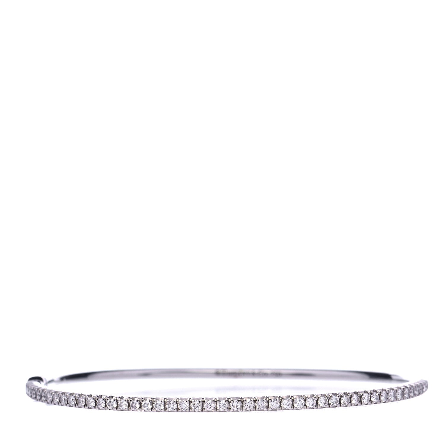Tiffany 18K White Gold Diamond Metro Bangle Bracelet 1 of 7