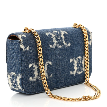 Celine Denim Triomphe Chain Shoulder Bag Navy Tan 2 of 11
