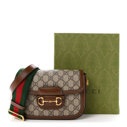 Gucci GG Supreme Monogram Web Mini Horsebit 1955 Shoulder Bag Beige Brown Sugar 11 of 11
