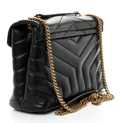 Saint Laurent Calfskin Y Quilted Monogram Small Loulou Chain Satchel Black 3 of 11