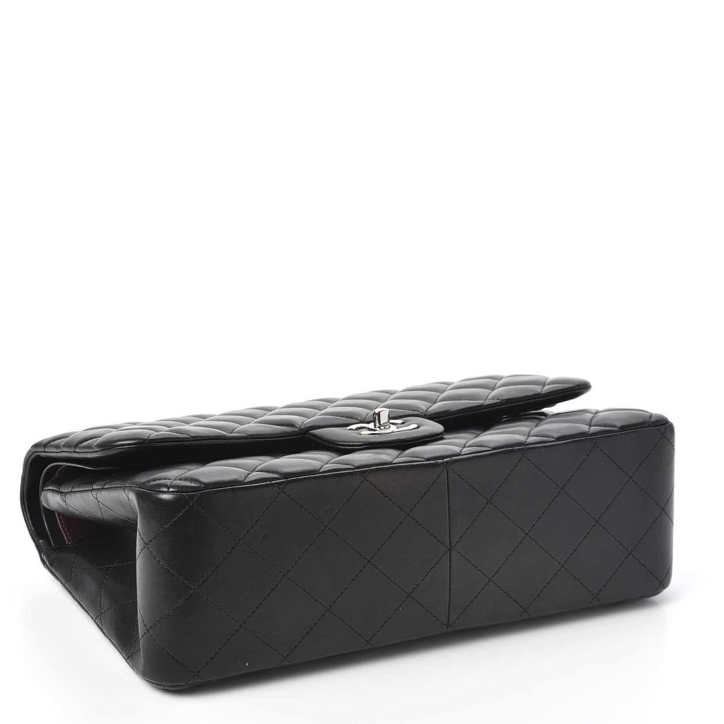 Lambskin Quilted Jumbo Double Flap Black