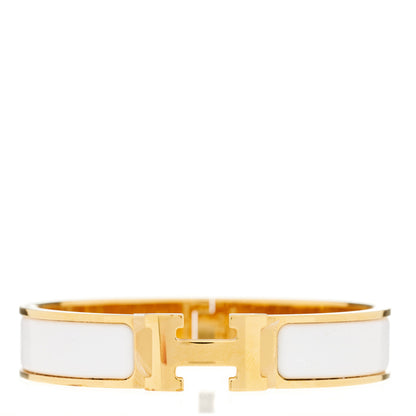 Hermes Enamel Narrow Clic Clac H Bracelet PM White 1 of 5