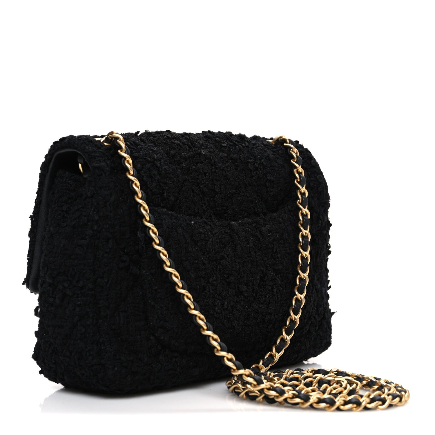 Chanel Tweed Quilted Mini Square Flap Black 3 of 10