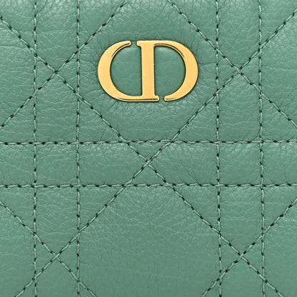Christian Dior Grained Calfskin Supple Cannage Caro Compact Wallet Vert Tundra 8 of 11