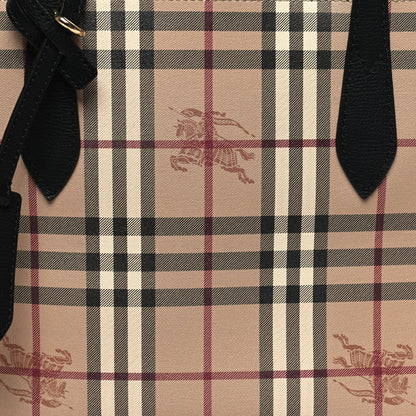 Burberry Grainy Calfskin Haymarket Check Small Reversible Tote Black 7 of 16