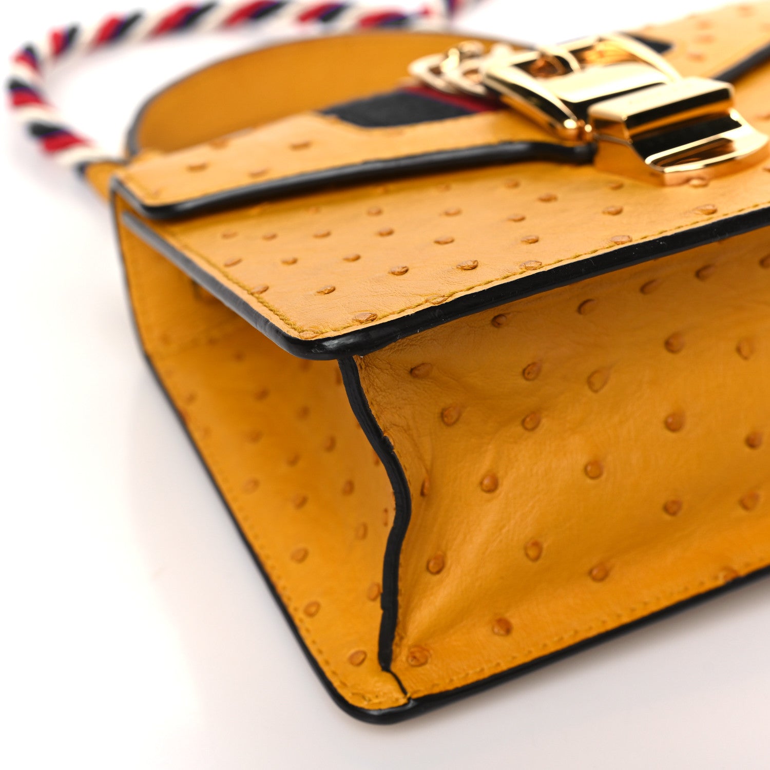 Gucci Ostrich Mini Sylvie Top Handle Bag Yellow 8 of 9