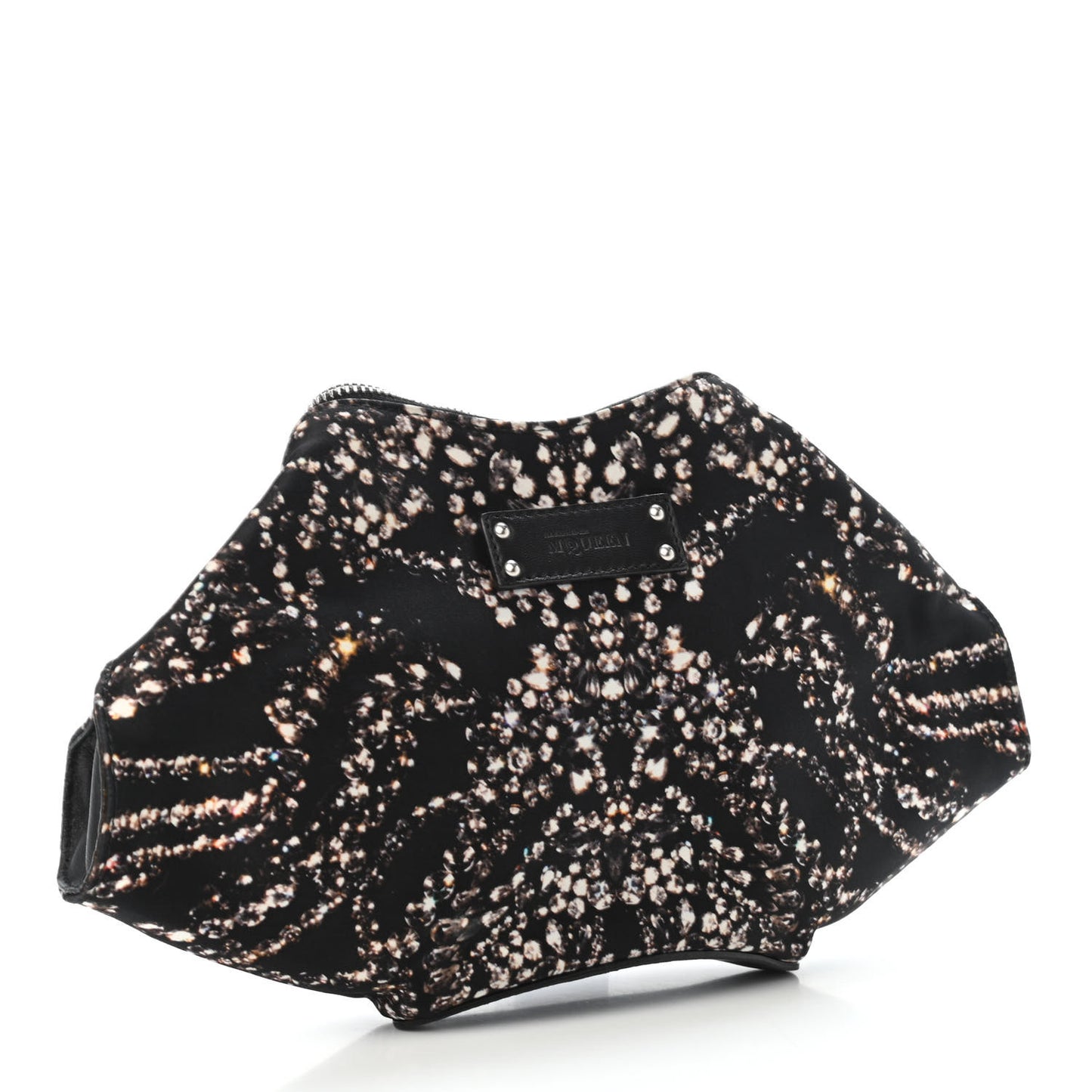 Silk Dandelion Print De Manta Clutch Black