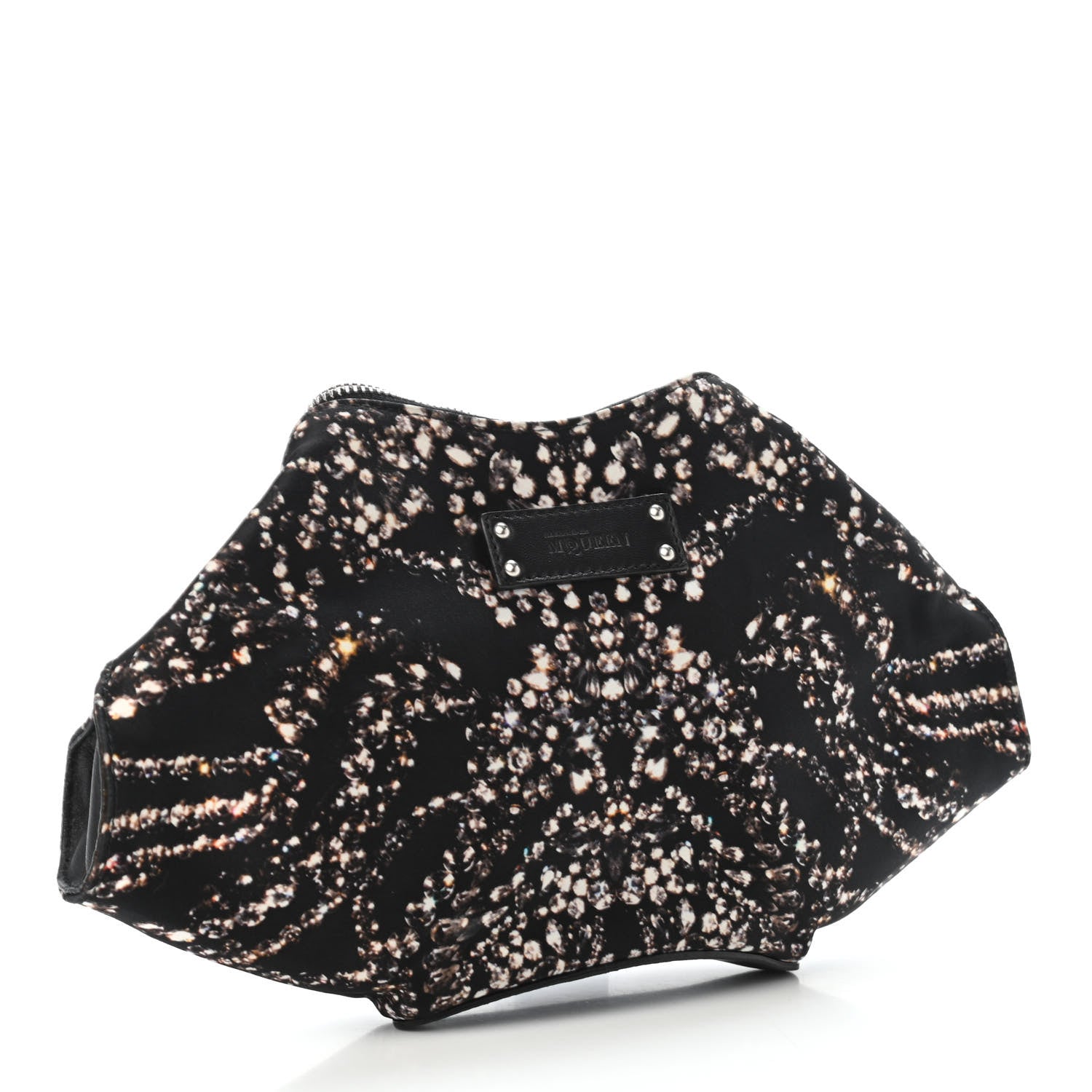 Alexander McQueen Silk Dandelion Print De Manta Clutch Black 2 of 4