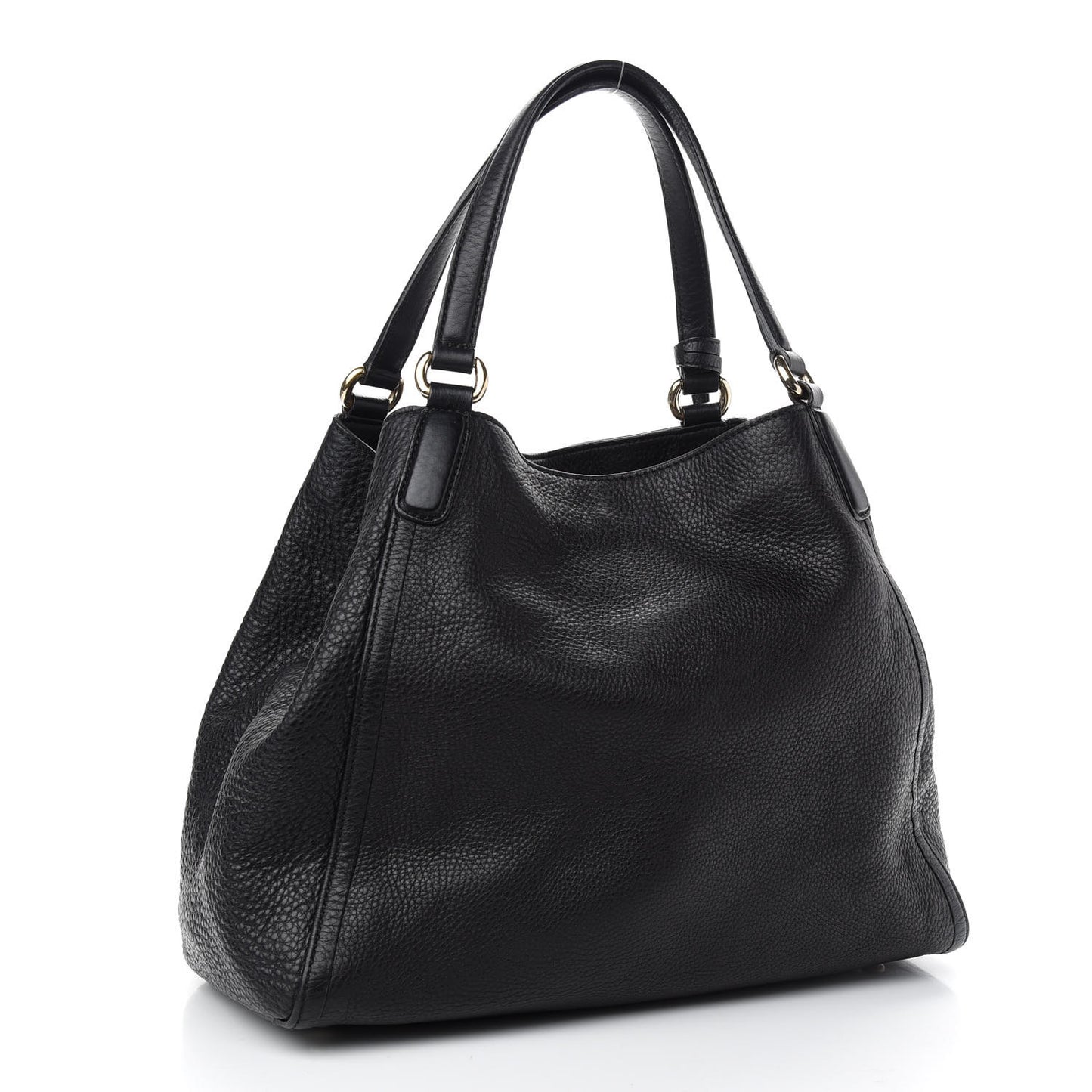 Pebbled Calfskin Medium Soho Shoulder Bag Black