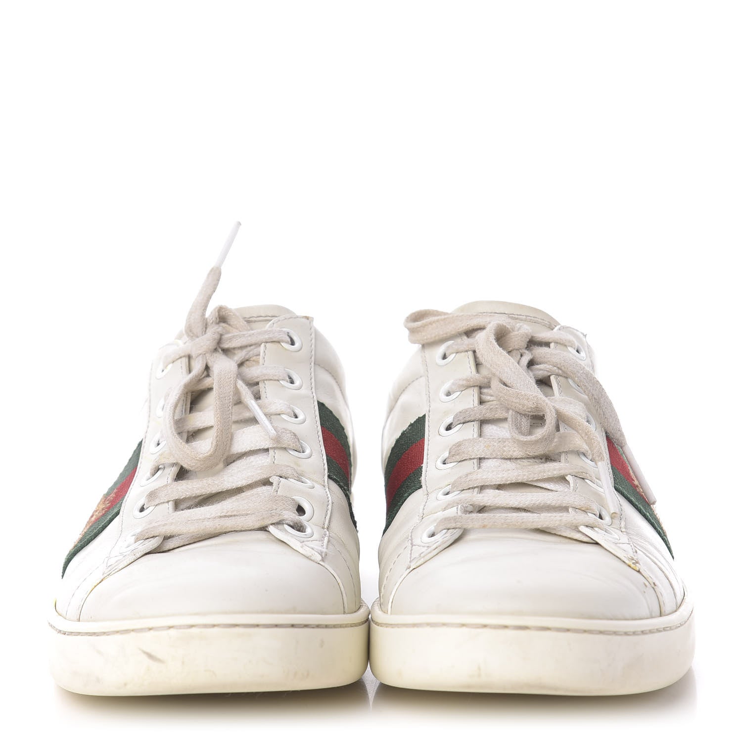 Gucci Calfskin Ayers Web Bee Embroidered Womens Ace Sneakers 40 White 2 of 9
