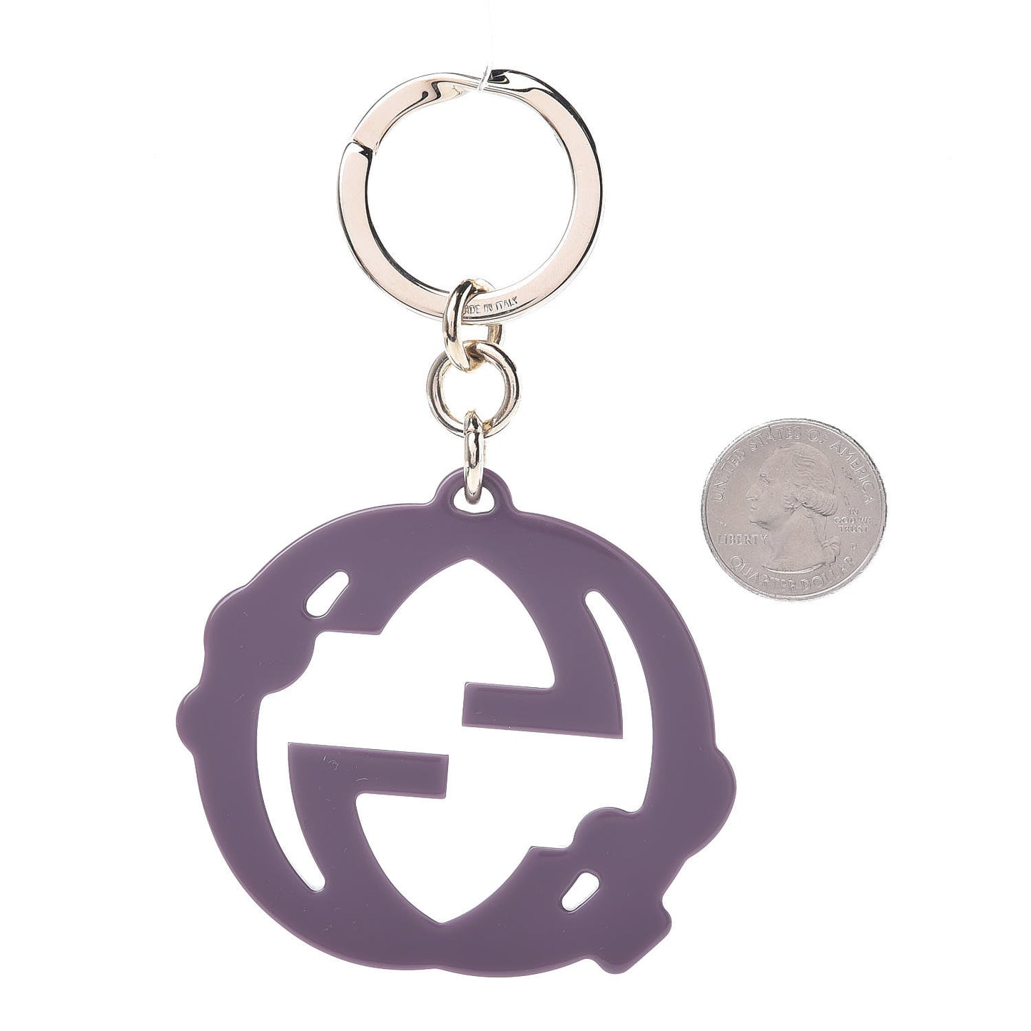 Crystal Resin Interlocking G Key Charm Purple